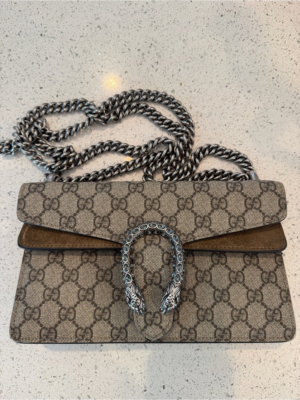 Gucci Beige GG Supreme Dionysus Chain Crossbody Bag - Picture 2 of 11